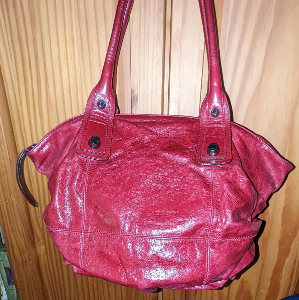 Abro burgundy red leather pleated details hobo bag.
